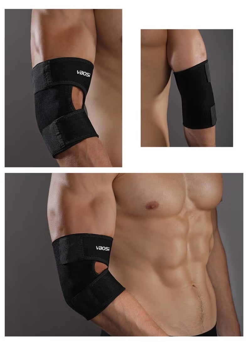 VBOSI 2-Pack Elbow Support Braces, 3D Ergonomic Compression Sleeves with Adjustable Pressure Strap, Breathable Weaving for Joint Pain Relief in Basketball, Gym, Tennis & Cycling, Men and Women, Black - Image 2
